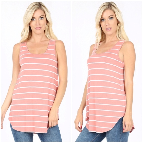 Tops - Light Pink Striped Tank